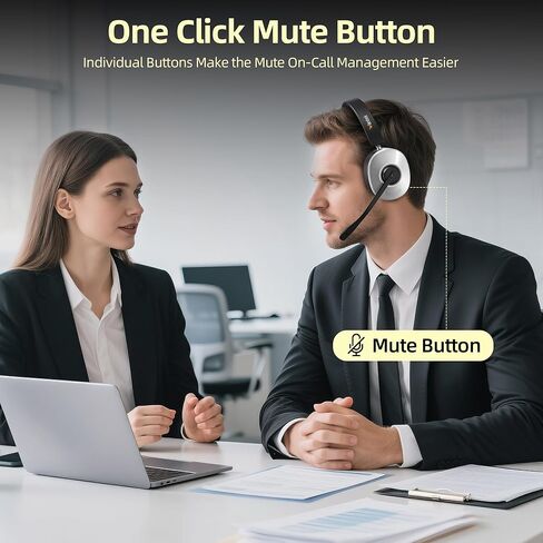 Wantek Wireless Bluetooth Headset with Charging Dock – 2-in-1 USB Dongle/Bluetooth Connection, Noise Canceling Mic for Office/Work/Travel in Saudi Arabia