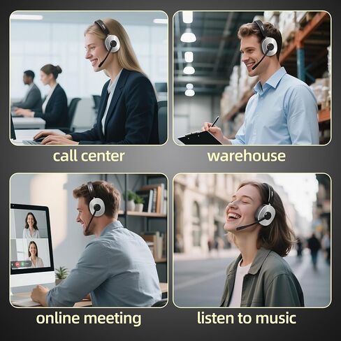 Wantek Wireless Bluetooth Headset with Charging Dock – 2-in-1 USB Dongle/Bluetooth Connection, Noise Canceling Mic for Office/Work/Travel in Saudi Arabia