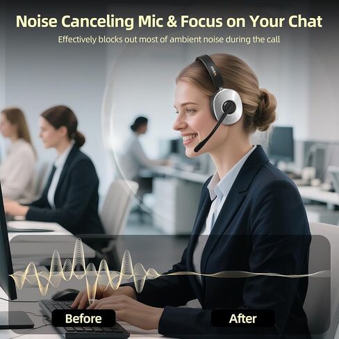 Wantek Wireless Bluetooth Headset with Charging Dock – 2-in-1 USB Dongle/Bluetooth Connection, Noise Canceling Mic for Office/Work/Travel in Saudi Arabia