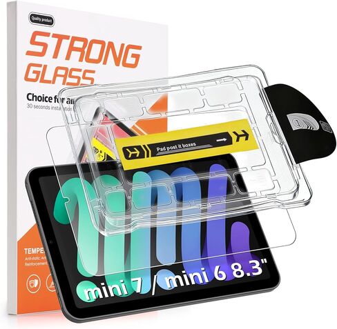 واقي شاشة متوافق مع iPad Mini 7 (A17 Pro) 2024 / Mini 6 2021 8.3 بوصة، زجاج مقسى مع صينية تثبيت [وضوح HD] [9 صلابة] [مضاد للخدش] [سهل التركيب] in Kuwait