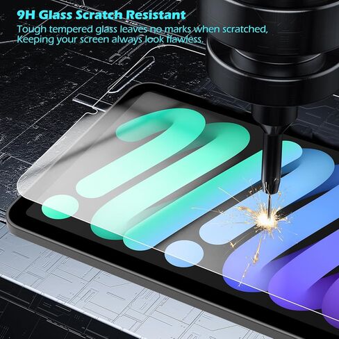 واقي شاشة متوافق مع iPad Mini 7 (A17 Pro) 2024 / Mini 6 2021 8.3 بوصة، زجاج مقسى مع صينية تثبيت [وضوح HD] [9 صلابة] [مضاد للخدش] [سهل التركيب] in Kuwait