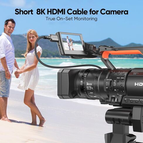 Short HDMI Cable 1 FT 2-Pack, Ultra High Speed 8K HDMI 2.1 48Gbps Braided HDMI Cords, 1 Foot HDMI Cable for Camera, Field Monitor, External Recorder, Laptop, PC in Saudi Arabia