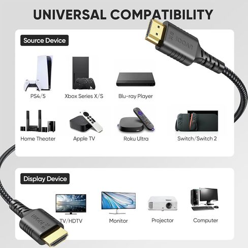 Short HDMI Cable 1 FT 2-Pack, Ultra High Speed 8K HDMI 2.1 48Gbps Braided HDMI Cords, 1 Foot HDMI Cable for Camera, Field Monitor, External Recorder, Laptop, PC in Saudi Arabia