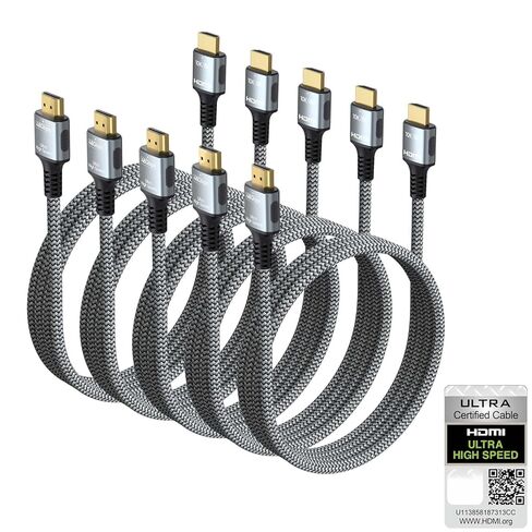 كابل HDMI معتمد 6FT 3 حزم، سلك 8K HDMI 2.1 للمسرح المنزلي، كابلات السينما المنزلية Mlutipack 48 جيجابت في الثانية مع eARC و8K@60 هرتز، كابل HDMI محمي لمكبرات الصوت، Roku/Apple TV، PS5، Xbox وجهاز العرض in Kuwait