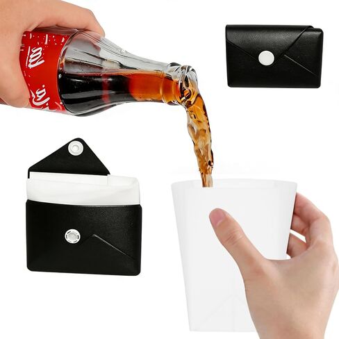 Silicone Collapsible Travel Cup, Foldable Water Cup with Card Bag - Portable Leak-Proof Reusable Mug for Camping, Hiking, Sports (black) in Saudi Arabia