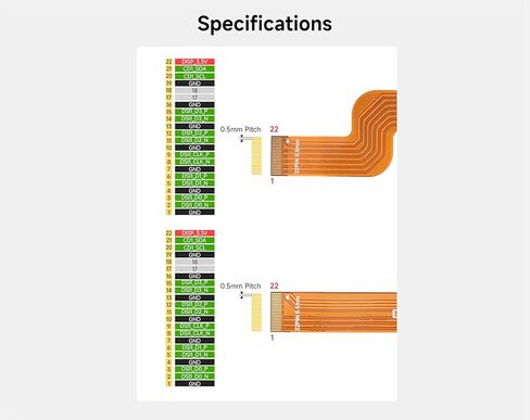 3PCS DSI FPC Flexible Cable Compatible with Raspberry Pi 5 to Connecting DSI Display, FPC Cable with Bends Dual-Plug 22Pin, 12CM/0.39FT Length in Kuwait
