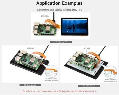 3PCS DSI FPC Flexible Cable Compatible with Raspberry Pi 5 to Connecting DSI Display, FPC Cable with Bends Dual-Plug 22Pin, 12CM/0.39FT Length in Kuwait