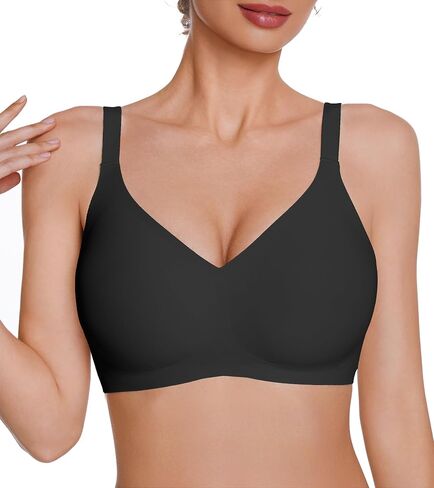 Jelly Wireless Bras for Women Push Up Seamless No Underwire Deep V Bras Comfortable Tshirt Bralettes Everyday Bras in Saudi Arabia