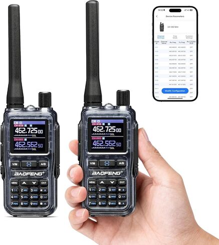 [متوافق مع Chirp] راديو Baofeng UV-5G Mini GMRS المحمول مع برمجة تطبيق BT، جهاز اتصال لاسلكي طويل المدى GMRS مكرر قادر، مع جهاز استقبال 8 نطاقات، 999 قناة، للطرق الوعرة، عبوتان، كوارتز in Kuwait