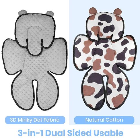 (عبوتان) 3 في 1 مسند رأس مقعد السيارة القابل للعكس لحديثي الولادة، إدراج مقعد سيارة للرضع مينكي ثلاثي الأبعاد، وسادة مقعد سيارة للأطفال فائقة النعومة قابلة للتنفس للأولاد والبنات، مناسبة لعربة الأطفال والحارس والأرجوحة in Kuwait