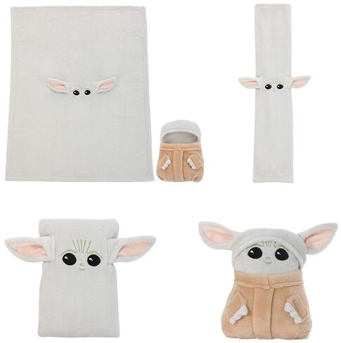 Disney Star Wars The Mandalorian The Child Green, Tan Plush Character Toddler Blanket, Green, Tan, White in Saudi Arabia