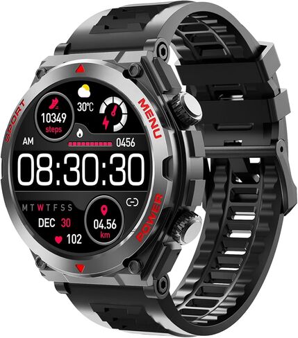 Smart Watch with Phone Function, Make/Answer Call AI Voice Control, Smartwatch with 28 Sport Modes Pedometer Fitness Watch for Android and iOS Phones Men Women (Round, Black) in Saudi Arabia