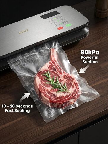 Vacuum Sealer for Food, 90kPA Powerful Food Saver Vacuum Sealer Machine with Digital Kitchen Scale, 12-in-1 Food Vacuum Sealer with Dry & Moist Food Modes, 10 pcs & 1 Roll Vacuum Bags, Starter Kits in Saudi Arabia
