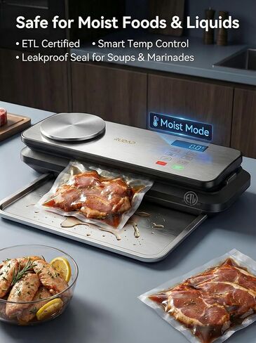 Vacuum Sealer for Food, 90kPA Powerful Food Saver Vacuum Sealer Machine with Digital Kitchen Scale, 12-in-1 Food Vacuum Sealer with Dry & Moist Food Modes, 10 pcs & 1 Roll Vacuum Bags, Starter Kits in Saudi Arabia