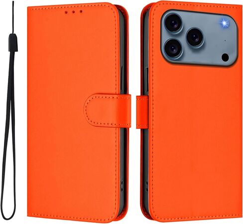 Case for iPhone 17 Pro Max Case Wallet with Card Holder Leather Flip Cover Kickstand Magnetic Closure Shockproof Women Men Cover for iPhone 17 Pro Max 6.9" Orange YBM in Saudi Arabia