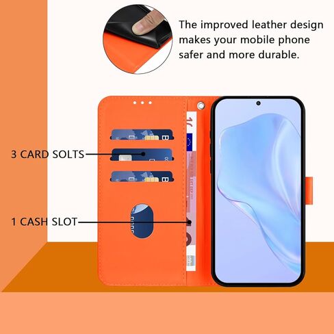 Case for iPhone 17 Pro Max Case Wallet with Card Holder Leather Flip Cover Kickstand Magnetic Closure Shockproof Women Men Cover for iPhone 17 Pro Max 6.9" Orange YBM in Saudi Arabia