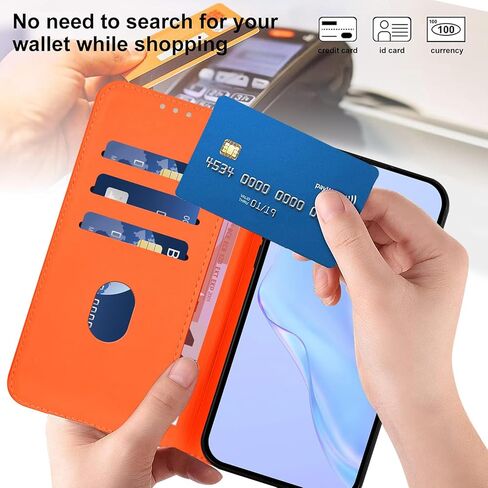 Case for iPhone 17 Pro Max Case Wallet with Card Holder Leather Flip Cover Kickstand Magnetic Closure Shockproof Women Men Cover for iPhone 17 Pro Max 6.9" Orange YBM in Saudi Arabia