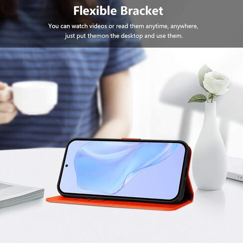 Case for iPhone 17 Pro Max Case Wallet with Card Holder Leather Flip Cover Kickstand Magnetic Closure Shockproof Women Men Cover for iPhone 17 Pro Max 6.9" Orange YBM in Saudi Arabia