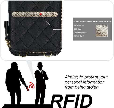 Bocasal Crossbody Wallet Case for iPhone 17 Air, RFID Blocking PU Leather Zipper Handbag Purse Flip Cover, Kickstand Folio Case with Card Slots Holder Wrist Strap Lanyard 5G 6.5 Inch (Black) in Saudi Arabia