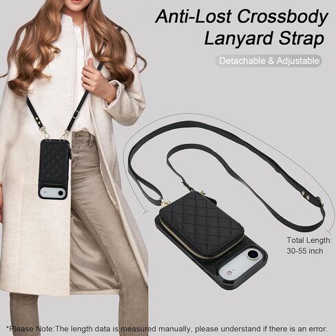 Bocasal Crossbody Wallet Case for iPhone 17 Air, RFID Blocking PU Leather Zipper Handbag Purse Flip Cover, Kickstand Folio Case with Card Slots Holder Wrist Strap Lanyard 5G 6.5 Inch (Black) in Saudi Arabia