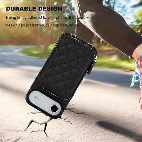 Bocasal Crossbody Wallet Case for iPhone 17 Air, RFID Blocking PU Leather Zipper Handbag Purse Flip Cover, Kickstand Folio Case with Card Slots Holder Wrist Strap Lanyard 5G 6.5 Inch (Black) in Saudi Arabia