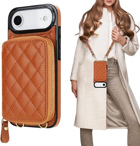 Bocasal Crossbody Wallet Case for iPhone 17 Air, RFID Blocking PU Leather Zipper Handbag Purse Flip Cover, Kickstand Folio Case with Card Slots Holder Wrist Strap Lanyard 5G 6.5 Inch (Black) in Saudi Arabia
