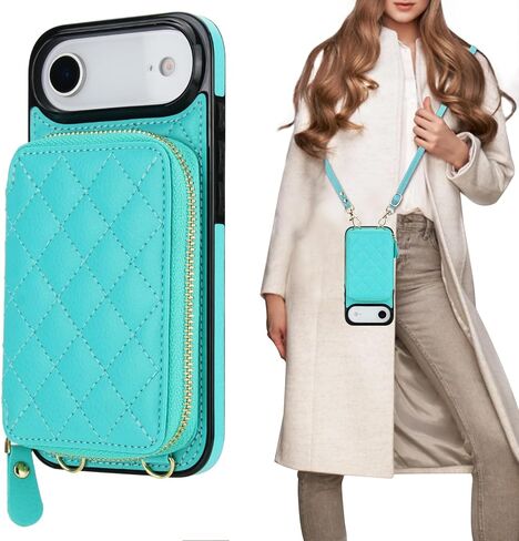 Bocasal Crossbody Wallet Case for iPhone 17 Air, RFID Blocking PU Leather Zipper Handbag Purse Flip Cover, Kickstand Folio Case with Card Slots Holder Wrist Strap Lanyard 5G 6.5 Inch (Black) in Saudi Arabia