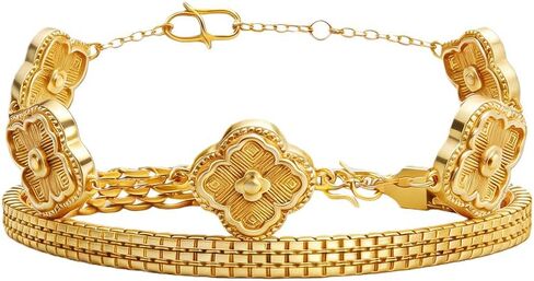 14/18K Gold Plated Bracelets Set for Women Clovers Bangle Love Bangle Cubic Zirconia Bracelet Stackable Bracelet Set in Saudi Arabia
