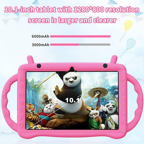 تابلت للأطفال مقاس 10 بوصات يعمل بنظام Android 14 مع غطاء بمقبض مقاوم للصدمات، ثماني النواة 10 جيجابايت + 64 جيجابايت، شاشة عالية الدقة 1280 × 800، أدوات تحكم أبوية، بطارية 6000 مللي أمبير في الساعة، واي فاي، BT 5.0، هدية للأولاد والبنات in Kuwait