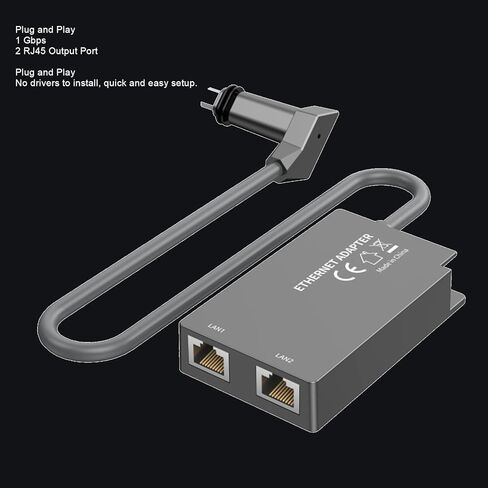 Ethernet Adapter, 2 Ports Gen 2 Ethernet Adapter with RJ45 External Stable Network Connection, 2 Networked Devices Simultaneously, up to 1 GBP in Saudi Arabia