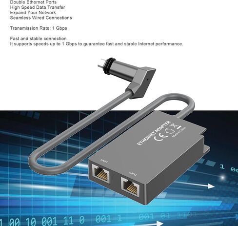 Ethernet Adapter, 2 Ports Gen 2 Ethernet Adapter with RJ45 External Stable Network Connection, 2 Networked Devices Simultaneously, up to 1 GBP in Saudi Arabia