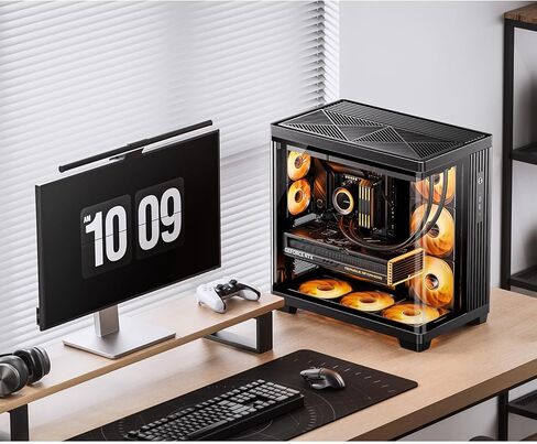 حافظة كمبيوتر JONSBO TK-4 باللون الأسود ATX، حافظة كمبيوتر منفصلة في منتصف البرج، زجاج رؤية محيطية ثنائي الانحناء، سبائك الألومنيوم، دعم Micro/ATX، SP Back-Connect(BTF) MB /460GPU/200PSU، مقبس من النوع C، أسود in Saudi Arabia