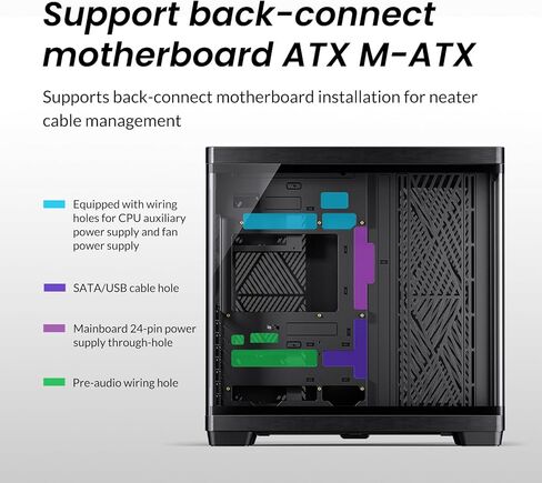 حافظة كمبيوتر JONSBO TK-4 باللون الأسود ATX، حافظة كمبيوتر منفصلة في منتصف البرج، زجاج رؤية محيطية ثنائي الانحناء، سبائك الألومنيوم، دعم Micro/ATX، SP Back-Connect(BTF) MB /460GPU/200PSU، مقبس من النوع C، أسود in Saudi Arabia