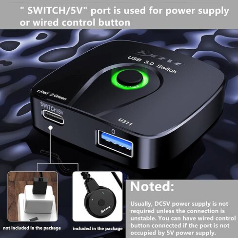 محول USB 3.0 2 في 1 مخرج، Reyoten 2 جهاز كمبيوتر يشارك 1 لوحة مفاتيح/ماوس/طابعة (2 كابلات USB متضمنة) in Kuwait