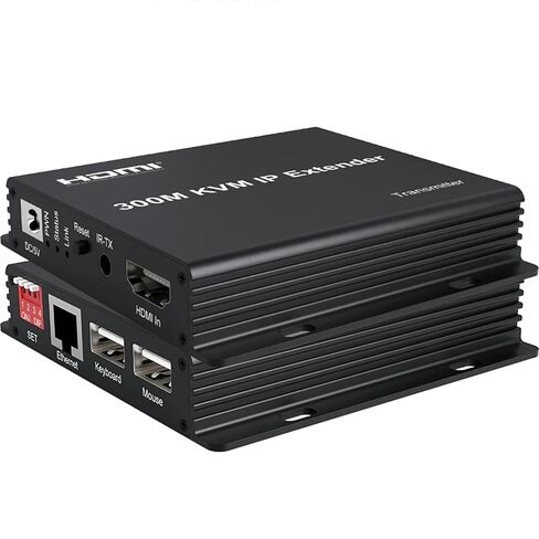 موسع IP 300M KVM، كابل HDMI ممتد عبر IP Rj45 Cat6 Ethernet 1080P HDMI KVM موسع Muitlpoint Connect Network Switch يدعم لوحة مفاتيح الماوس للكمبيوتر DVR TV (TX+RX) in Kuwait