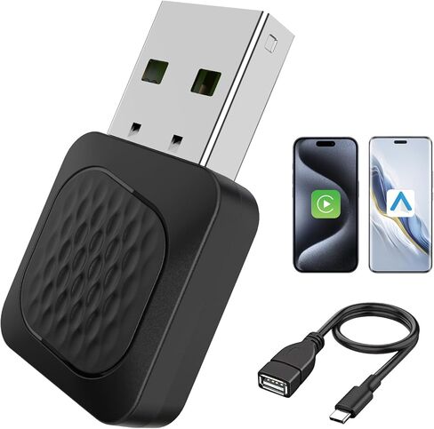 Wireless CarPlay Adapter, Smallest Mini Edition, Converts Wired to Wireless CarPlay, Plug & Play Adapter, Compact Design for Apple iPhone iOS 10+ with USB/USB-C Port in Saudi Arabia