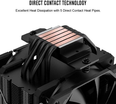 ID-COOLING SE-225-XT Black CPU Cooler 5 Heatpipes CPU Air Cooler 2x120mm Push-Pull PWM Fans CPU Fan for Intel/AMD, LGA 1700 Compatible in Kuwait
