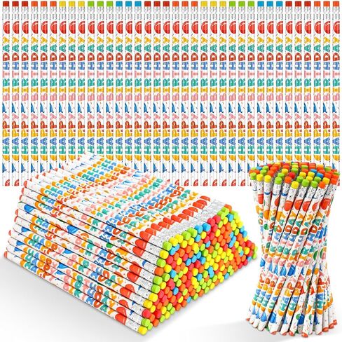 Kosiz 400 PCS أقلام عيد ميلاد سعيد للطلاب للطلاب هدايا عيد ميلاد عيد الميلاد الملونة مع أعلى محو القرال الخشبية للصفوف الفصول الدراسية لوازم الحفلات (نمط البالون) in Saudi Arabia