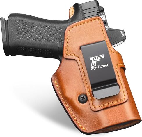 حافظة جلدية GUN & FLOWER IWB لـ Glock 43، 43X، 43X MOS - قطع بصري - حافظة حمل مخفية، ملحق داخل حزام الخصر، يناسب أحزمة مقاس 1.5 بوصة - 1.75 بوصة - اليد اليمنى in Kuwait