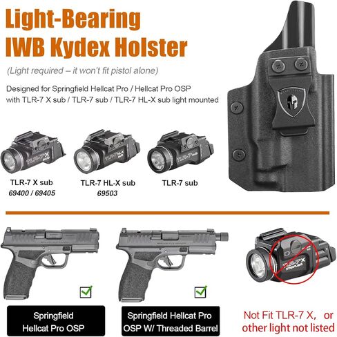 حافظة WARRIORLAND IWB Kydex الحاملة للضوء، تناسب Hellcat Pro/Hellcat Pro OSP مع TLR-7 X Sub/TLR-7 Sub/TLR-7 HL-X Sub - قطع بصري | الصفة. غير قادر & بوسي انقر فوق الاحتفاظ، اليد اليمنى in Saudi Arabia