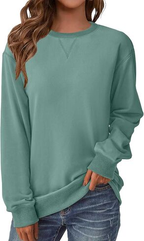 المرأة عارضة طويلة الأكمام البلوز طاقم الرقبة Crewneck تي شيرت التي شيرت لطيف البلوز قمم استرخاء صالح رقيقة لينة مريح خفيفة الوزن فضفاضة تناسب سترة 2025 أزياء الملابس العصرية وتتسابق الأرجواني M in Kuwait