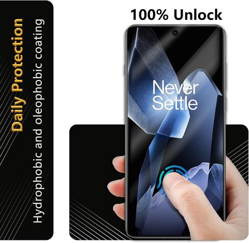 واقي شاشة JZG مكون من 3 قطع لهاتف OnePlus 13 (فيلم ناعم)، فتح بصمة الإصبع، مضاد للخدش، سهل التركيب، تغطية الحواف المنحنية in Kuwait