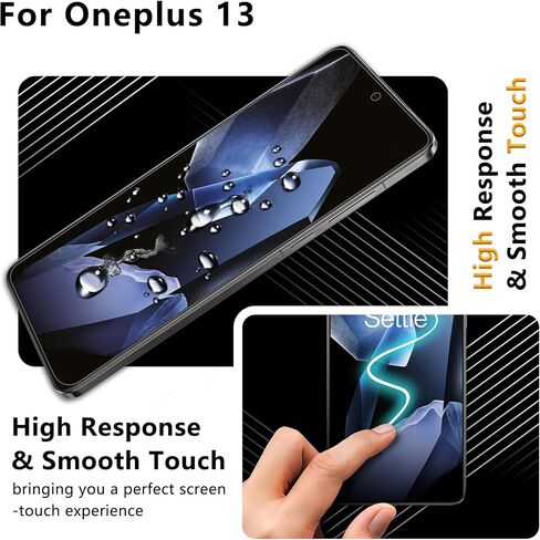 واقي شاشة JZG مكون من 3 قطع لهاتف OnePlus 13 (فيلم ناعم)، فتح بصمة الإصبع، مضاد للخدش، سهل التركيب، تغطية الحواف المنحنية in Kuwait