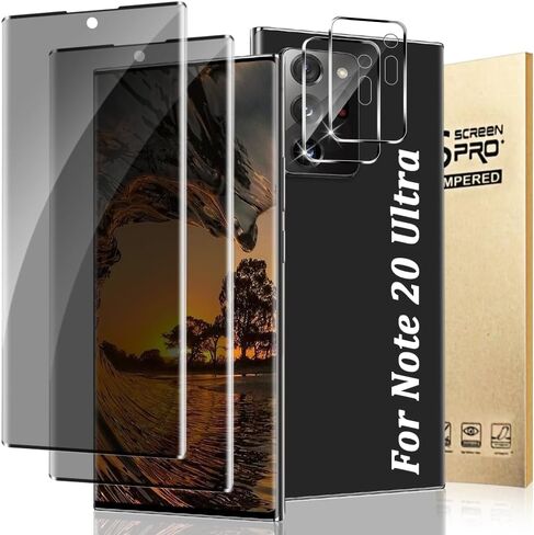 2+2 واقي شاشة لهاتف Galaxy Note 20 Ultra مع واقي عدسة الكاميرا، تغطية كاملة ثلاثية الأبعاد، زجاج مقسى 9H، مقاوم للخدش، حساس للمس، خالي من الفقاعات، سهل التركيب (6.9 بوصة) in Kuwait