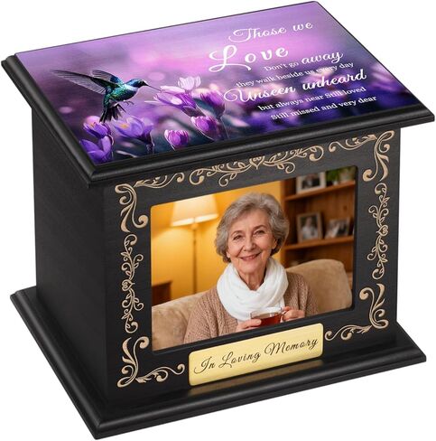 Cremation Urns for Human Ashes Adult Male Female, Hummingbird Memorial Urn with Picture Frame, Wooden Urns Box and Casket for Men Women, Large Funeral Urn for Adults Up to 200 IBS in Saudi Arabia