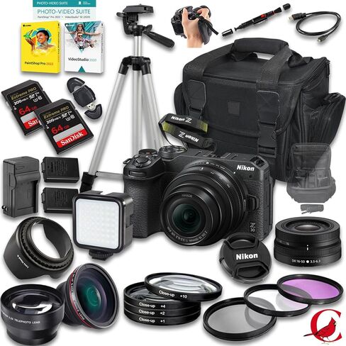 Nikon Z30 Mirrorless Camera with Z DX 16-50mm f/3.5-6.3 VR Lens + 128 GB Memory + Extra Battery + Camera Case + Tripod + More (28pc Bundle) in Saudi Arabia