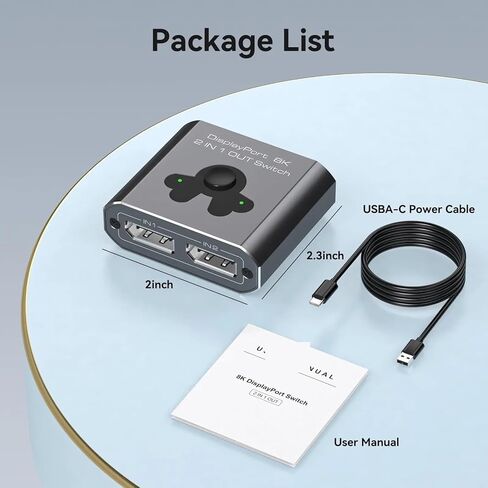 محول منفذ العرض 2 في 1، 8K@60 هرتز 4K144 هرتز DP محول Displayport Switcher D*P 1.4 متوافق مع أجهزة الكمبيوتر المحمول Monitos in Kuwait