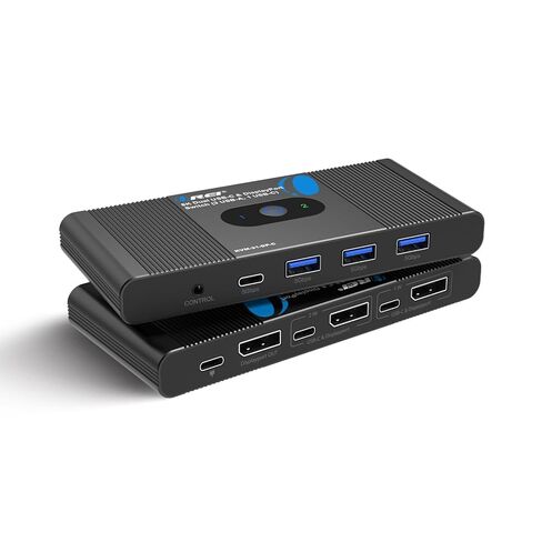 OREI 2x1 8K DisplayPort & USB-C KVM Switch, 3X Port USB-A, 1x USB-C Share Multiple Devices, PC, Desktop, One Display Monitor, Keyboard Control, Peripheral Control, Wired Remote Control in Saudi Arabia