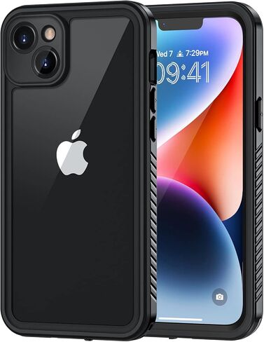 جراب Lanhiem لهاتف iPhone 15، IP68 مقاوم للماء والغبار والصدمات لهاتف iPhone 15 مع واقي شاشة مدمج، غطاء هاتف متين واقٍ لهاتف iPhone 15-6.1 بوصة (أسود/شفاف) in Kuwait
