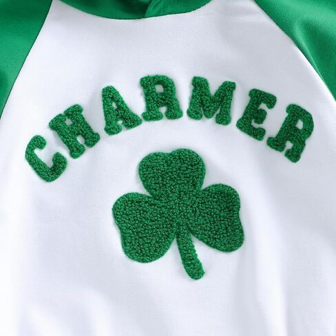 Thorn Tree St Patricks Day Baby Boy Outfit Spring Clothes Long Sleeve Romper Embroidery Shamrock Hoodie Newborn Onesie in Saudi Arabia